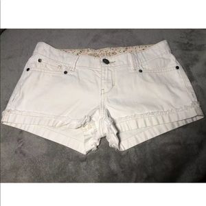 Decree White Denim Distressed Jean Shorts